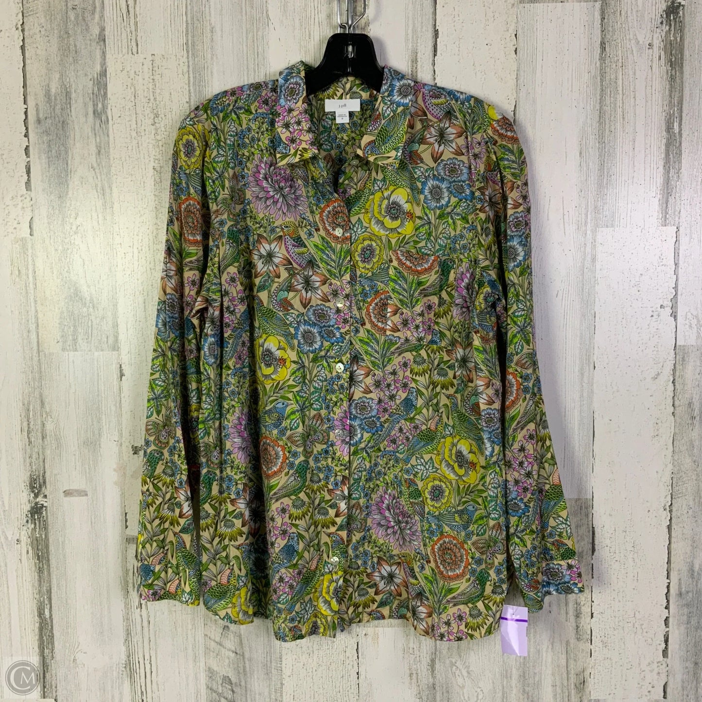 Top Long Sleeve By J. Jill In Green & Tan, Size: M