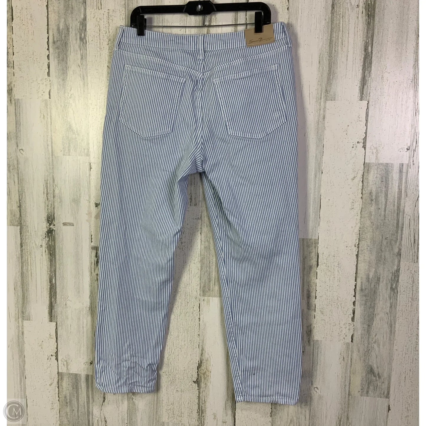 Pants Cropped By Seven 7 In Blue & White, Size: 12