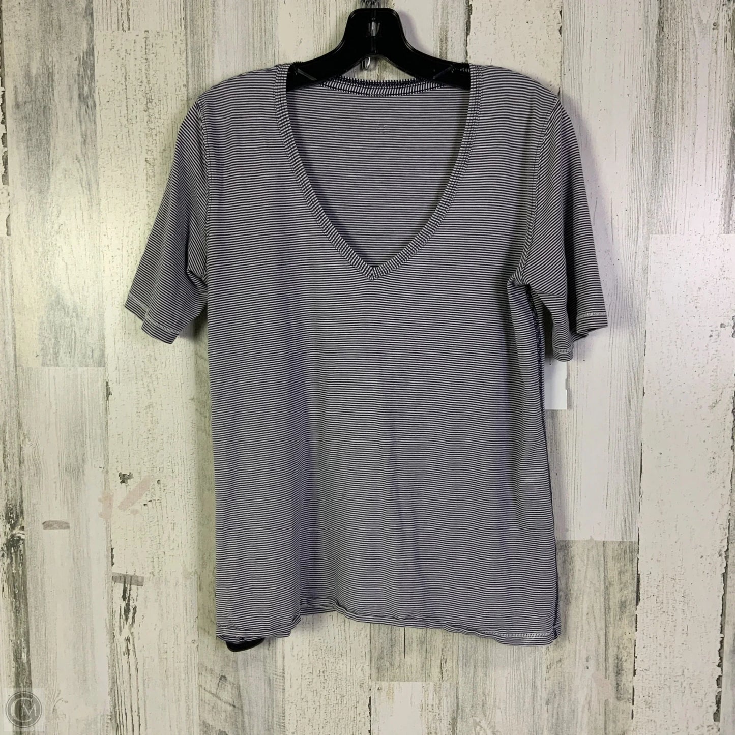 Athletic Top Short Sleeve By Lululemon In Blue & White, Size: S
