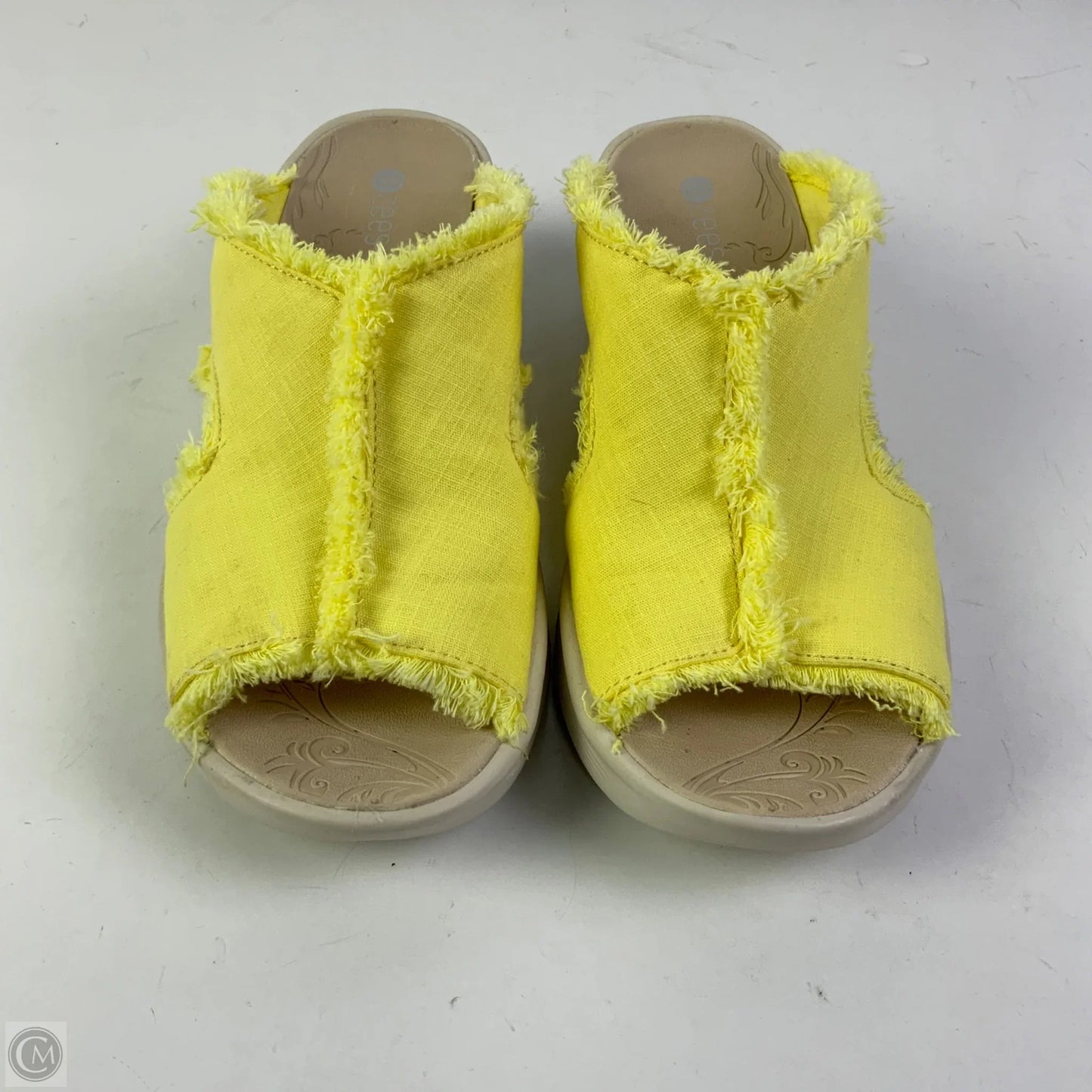 Sandals Heels Wedge By Bzees In Yellow, Size: 8.5
