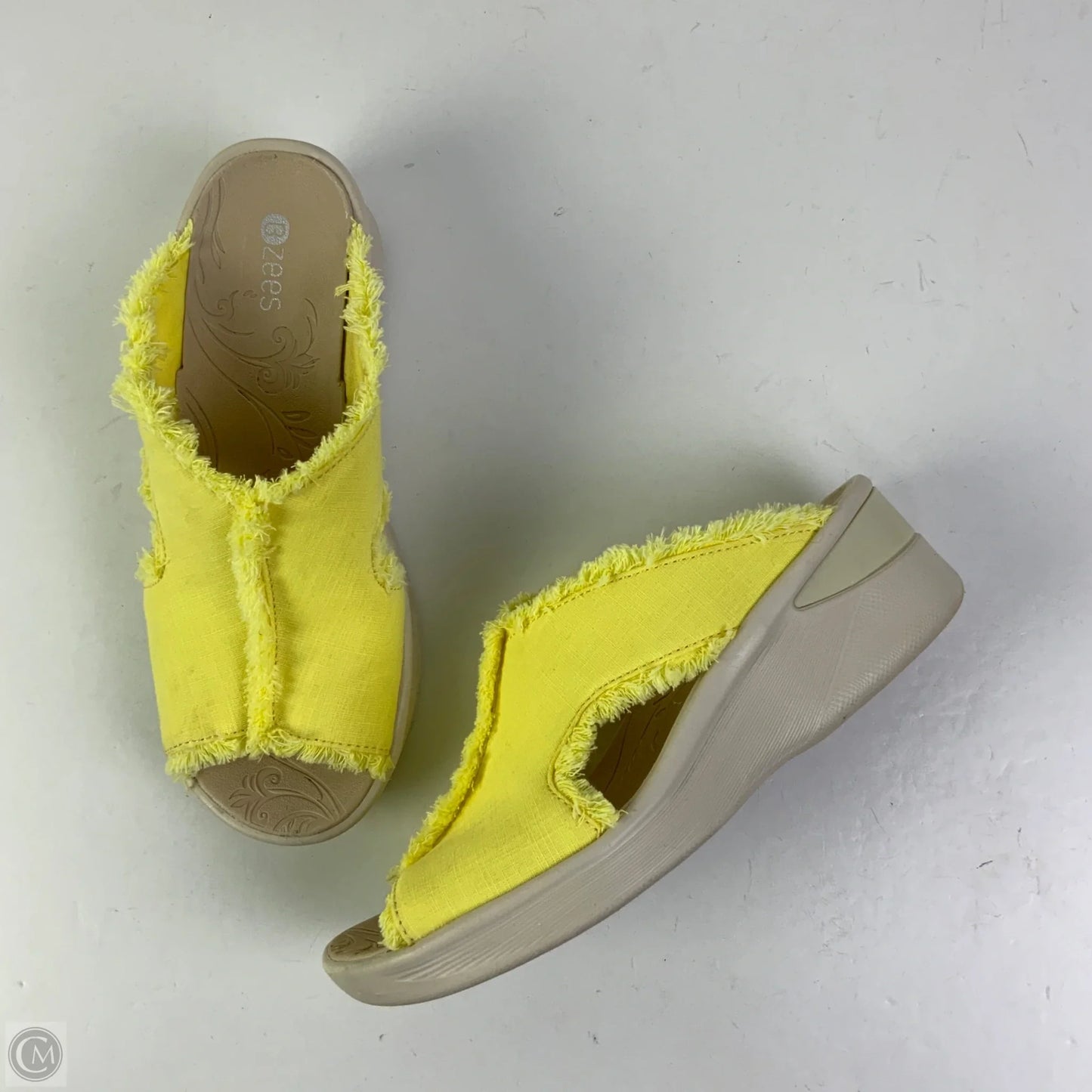 Sandals Heels Wedge By Bzees In Yellow, Size: 8.5