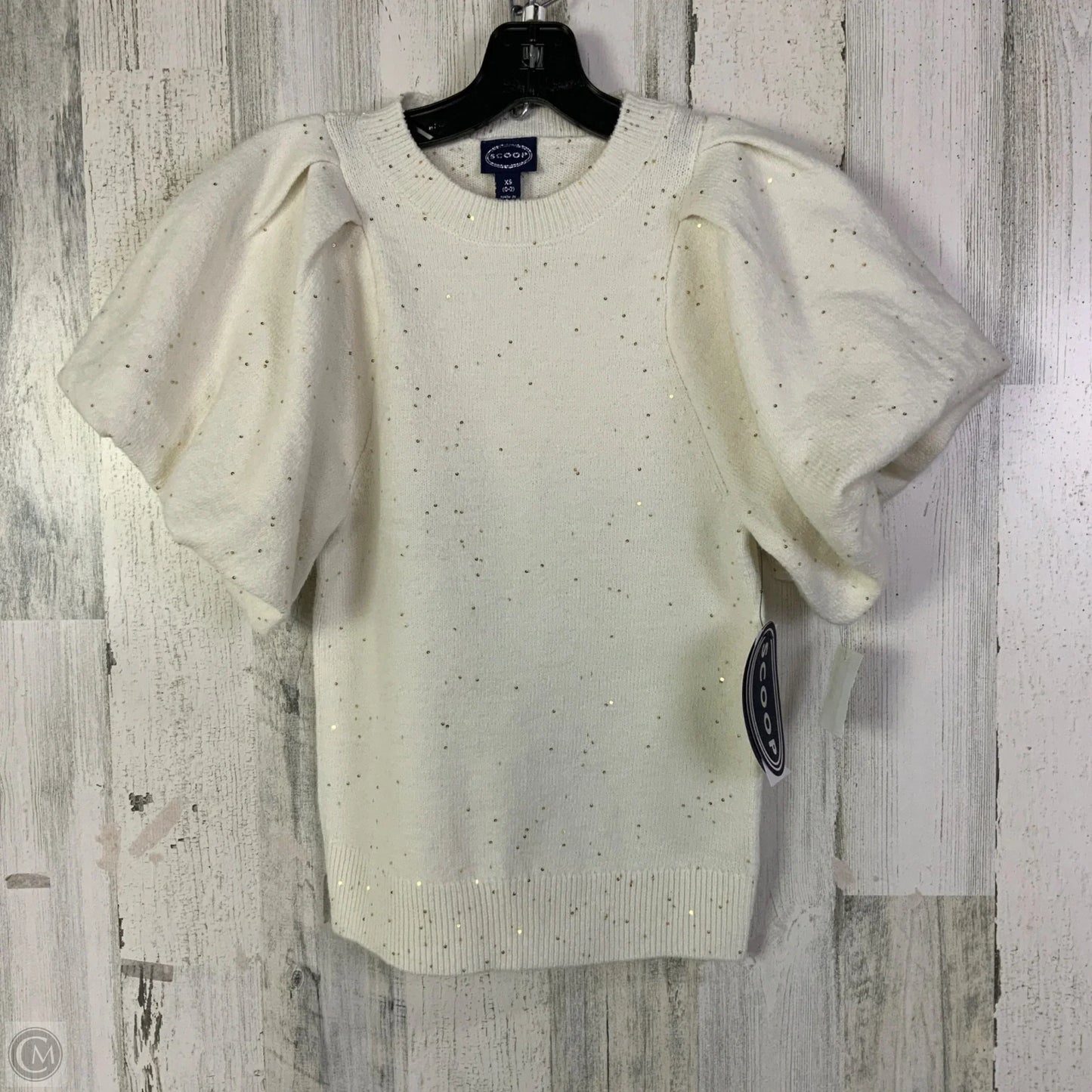 Sweater Short Sleeve By Scoop In Cream, Size: Xs