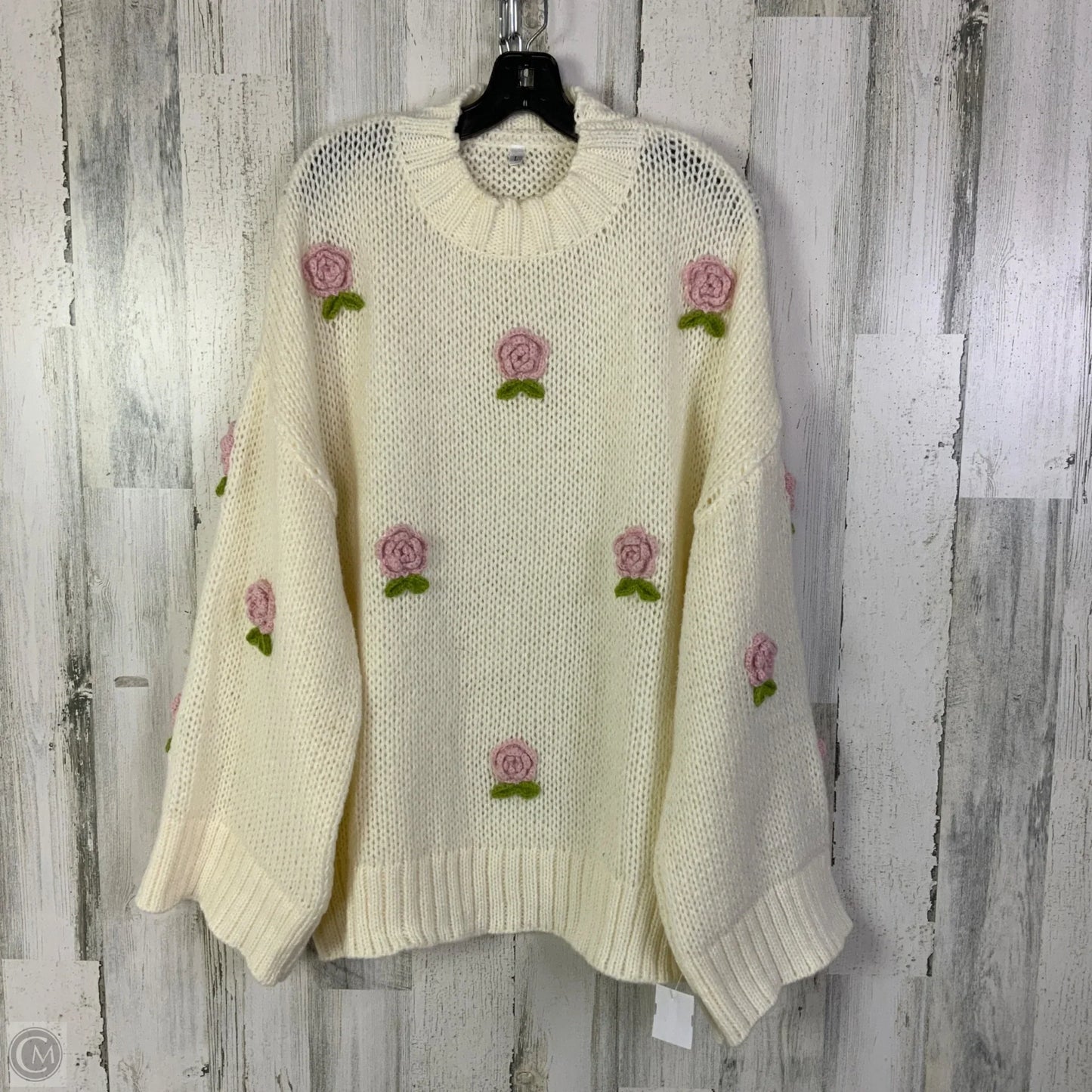 Sweater By Clothes Mentor In Cream, Size: L