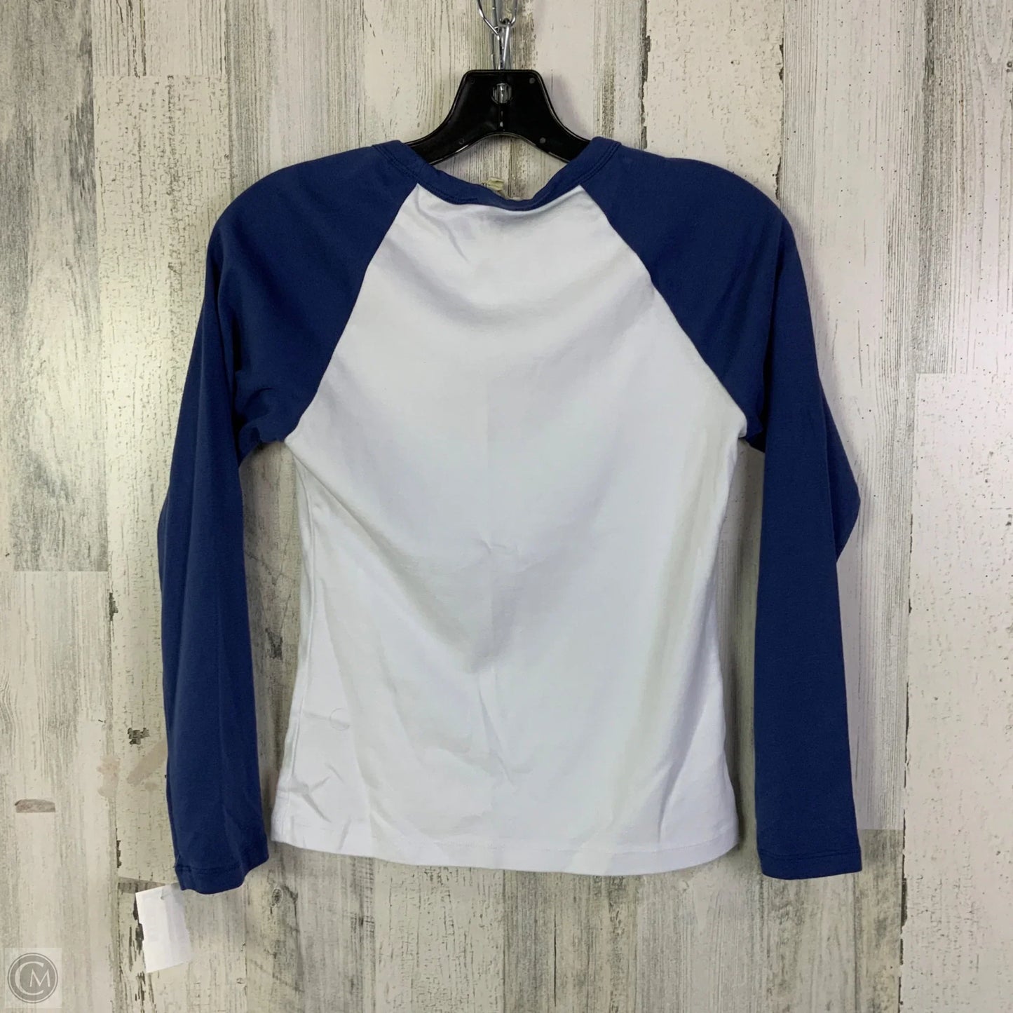 Top Long Sleeve By Madewell In Blue & White, Size: M