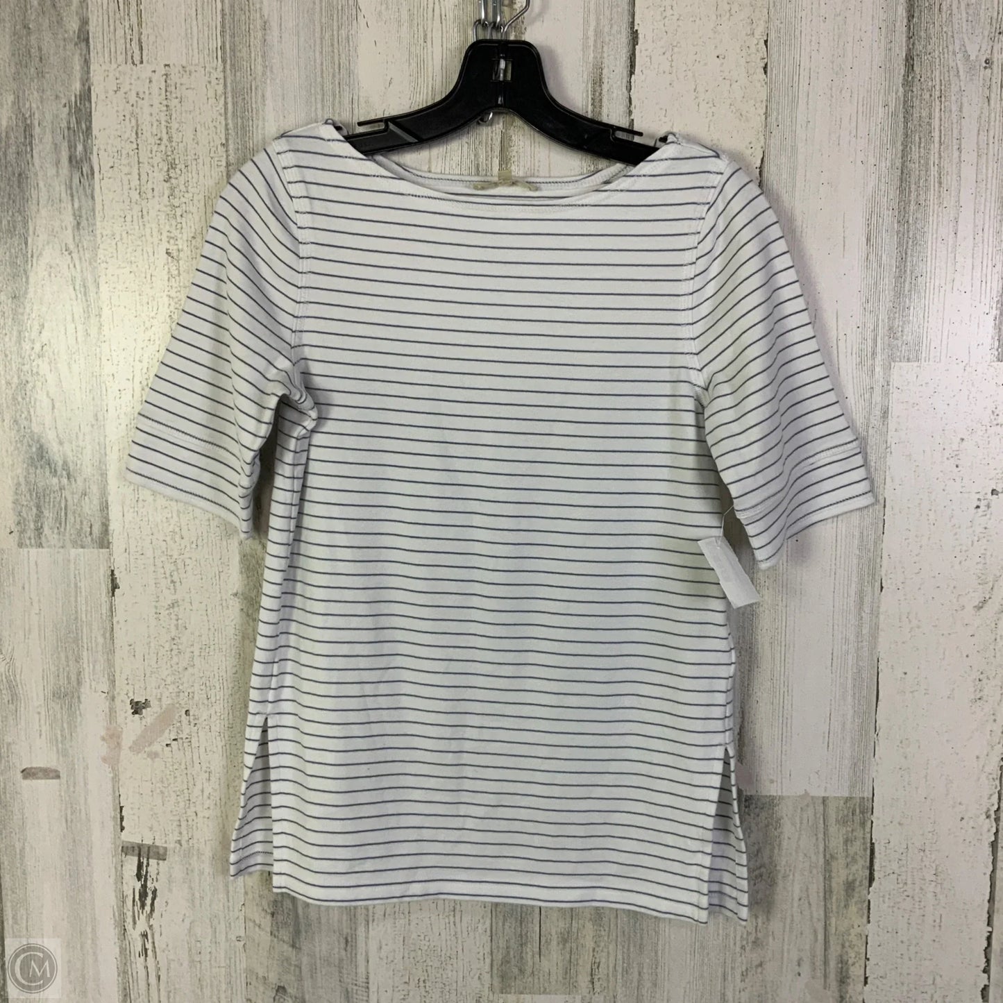 Top 3/4 Sleeve By Madewell In Blue & White, Size: M