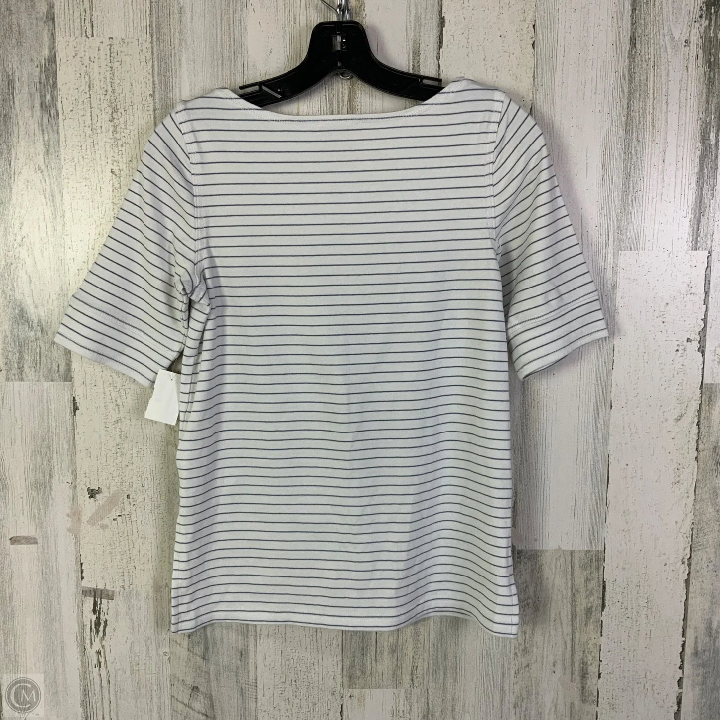 Top 3/4 Sleeve By Madewell In Blue & White, Size: M
