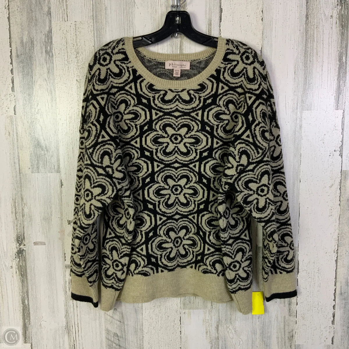 Sweater By Philosophy In Black & Tan, Size: 2x