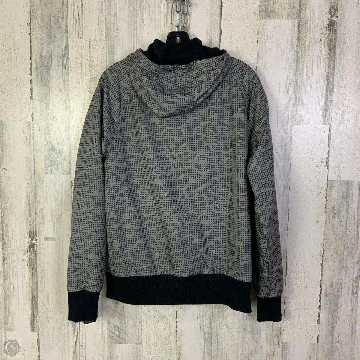 Athletic Jacket By Nike Apparel In Black & Grey, Size: M