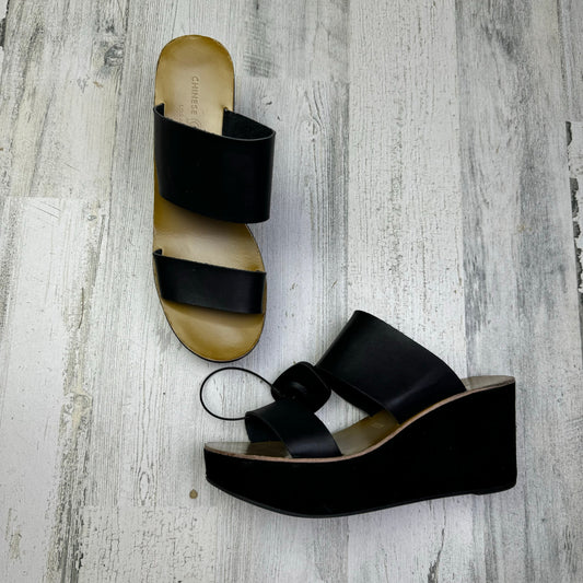 Black Sandals Heels Wedge Chinese Laundry, Size 6