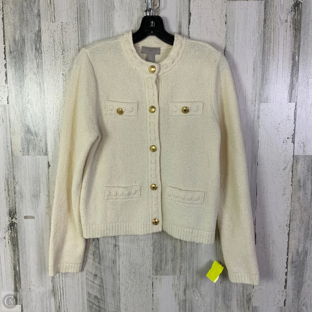Sweater Cardigan By H&m In Cream, Size: S