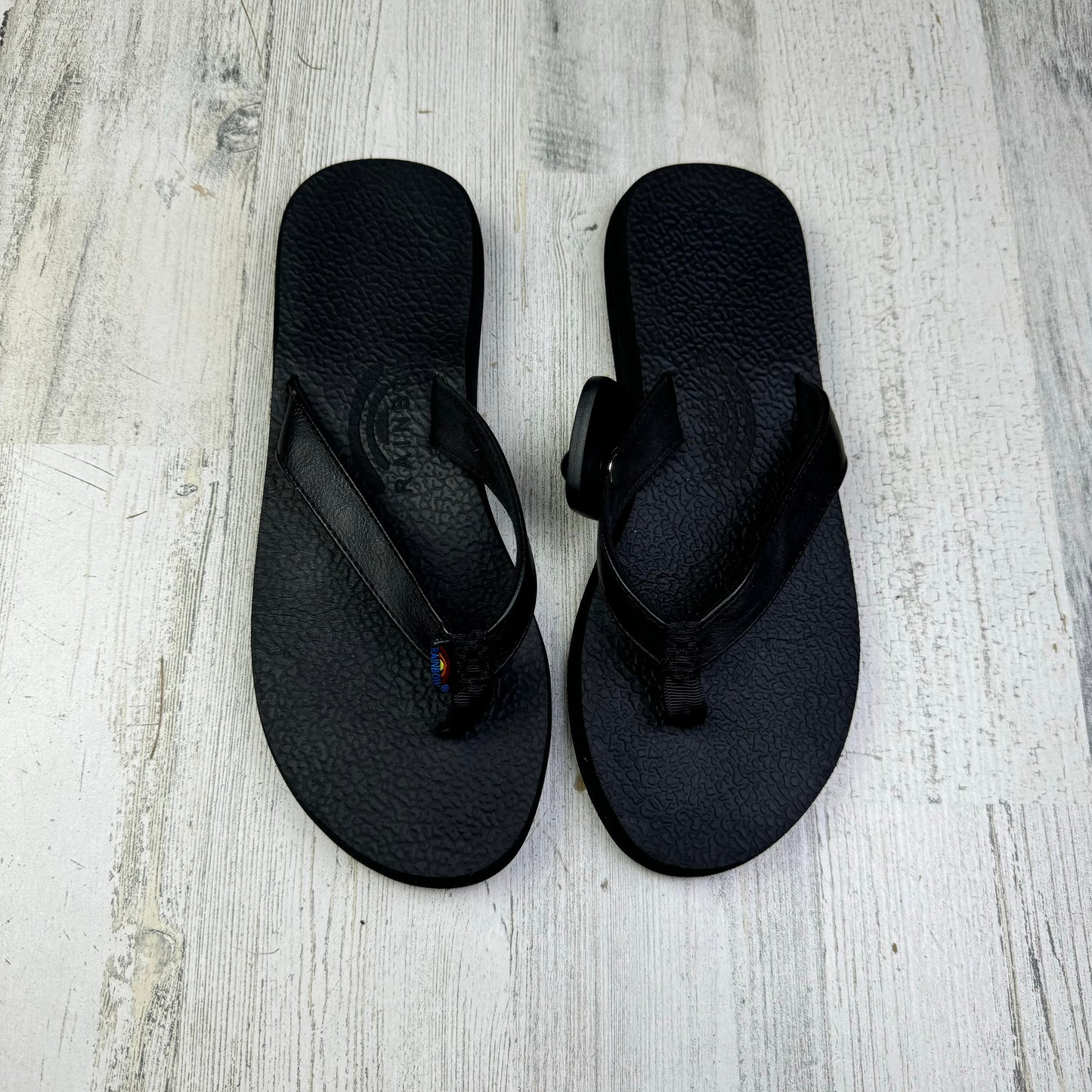 Black Sandals Flip Flops rainbow Size 8