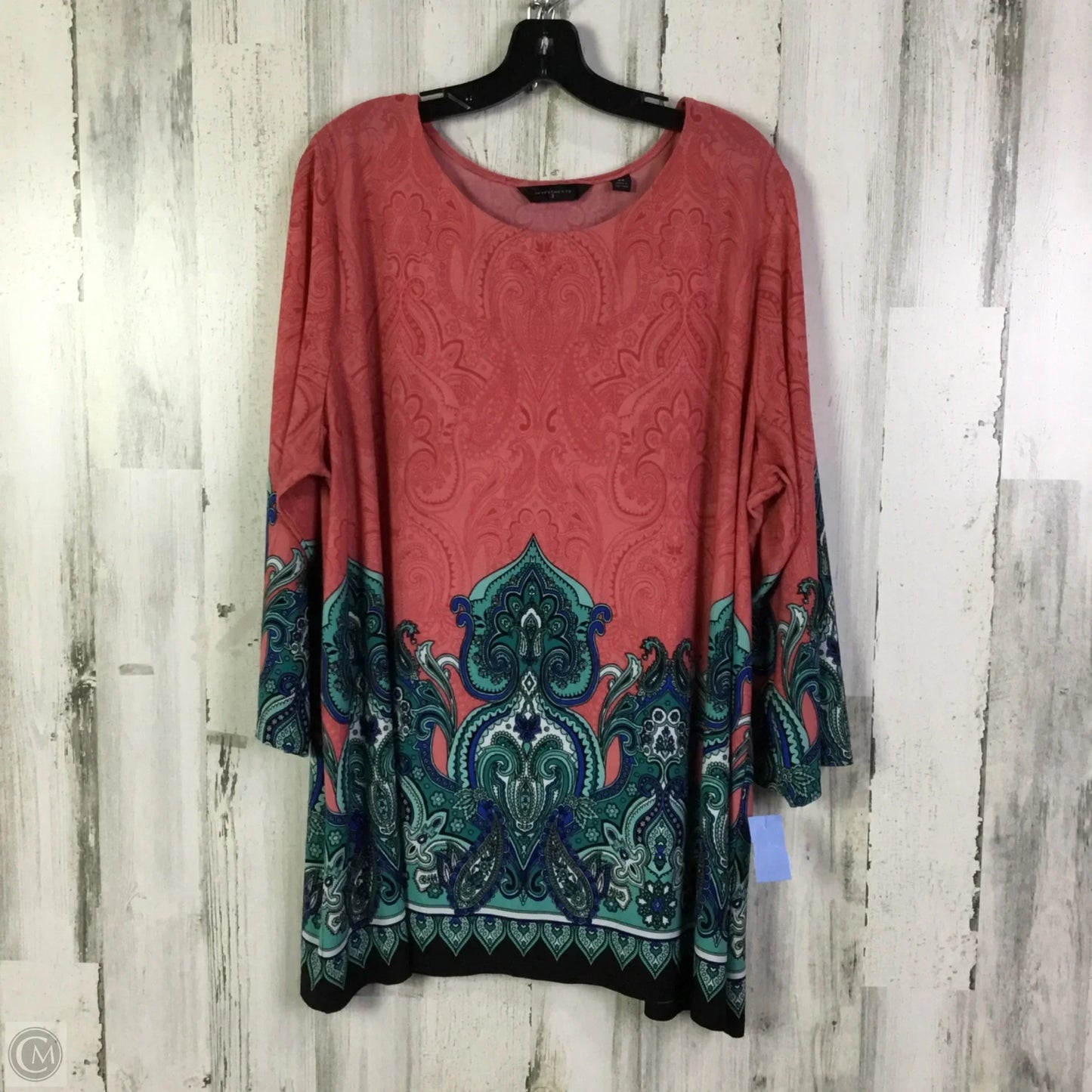 Top Long Sleeve By Investments In Blue & Pink, Size: 3x