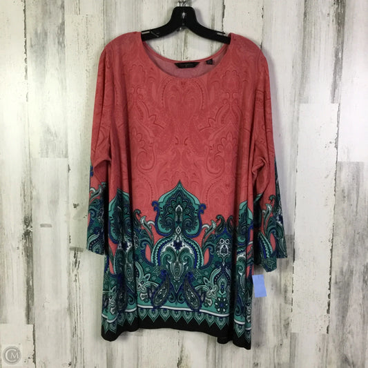 Top Long Sleeve By Investments In Blue & Pink, Size: 3x