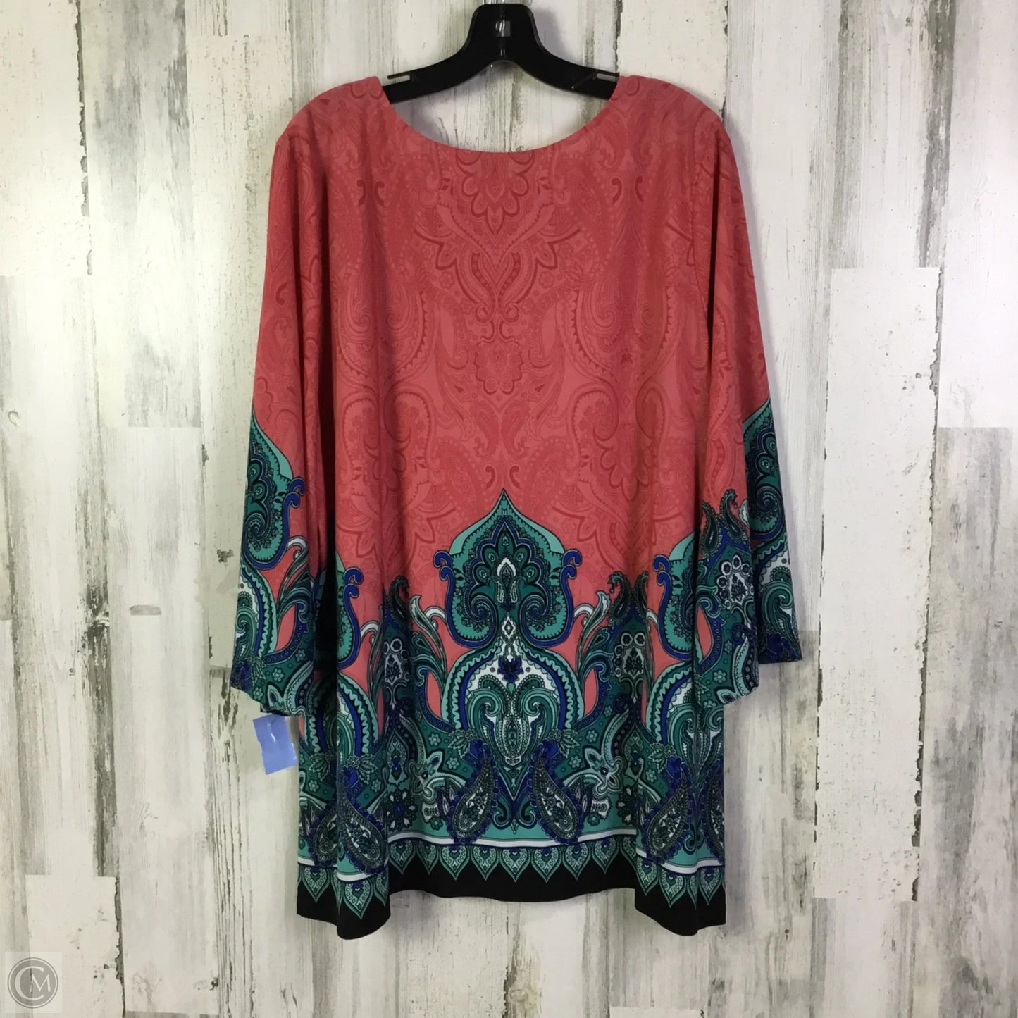 Top Long Sleeve By Investments In Blue & Pink, Size: 3x