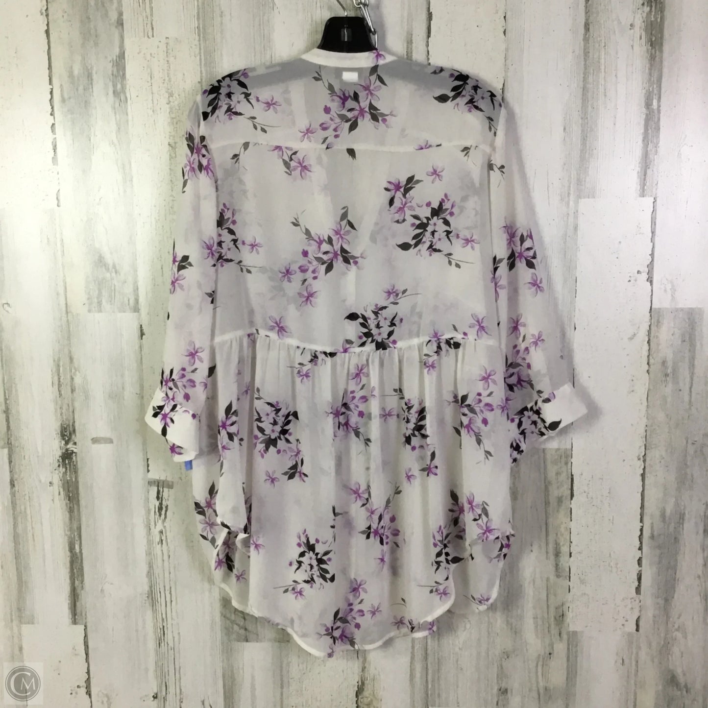 Tunic 3/4 Sleeve By Torrid In Purple & White, Size: 1x