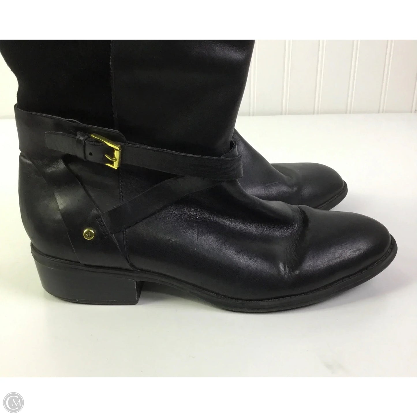 Boots Knee Flats By Lauren By Ralph Lauren In Black, Size: 8