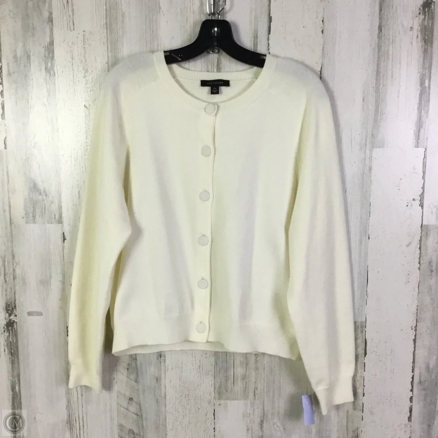 Sweater Cardigan By Ann Taylor In Cream, Size: Xxl