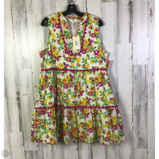 Dress Casual Short By Entro In Pink & Yellow, Size: L