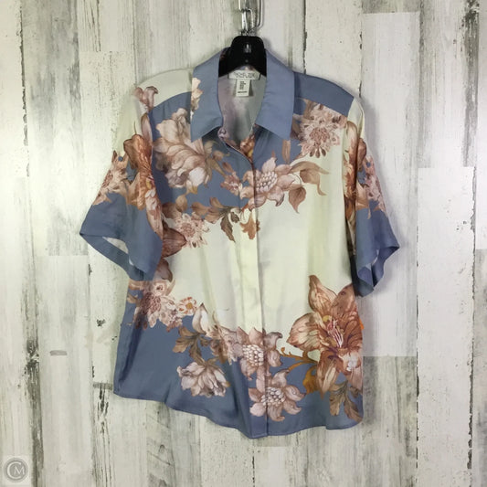 Blouse Short Sleeve By Rachel Zoe In Blue & Pink, Size: M
