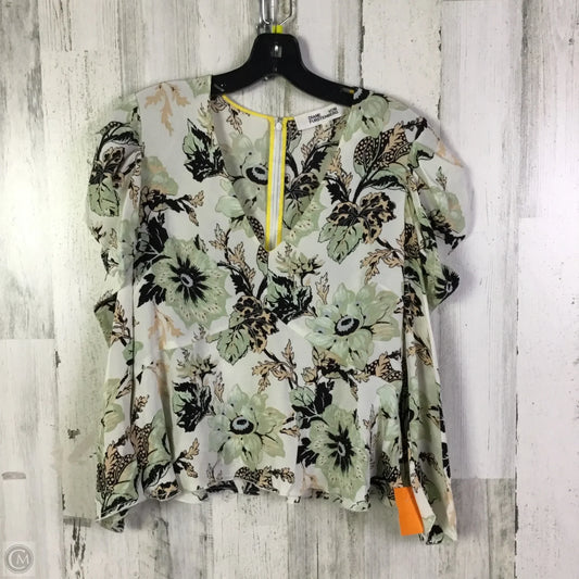 Top Long Sleeve Designer By Diane Von Furstenberg In Green & White, Size: 4