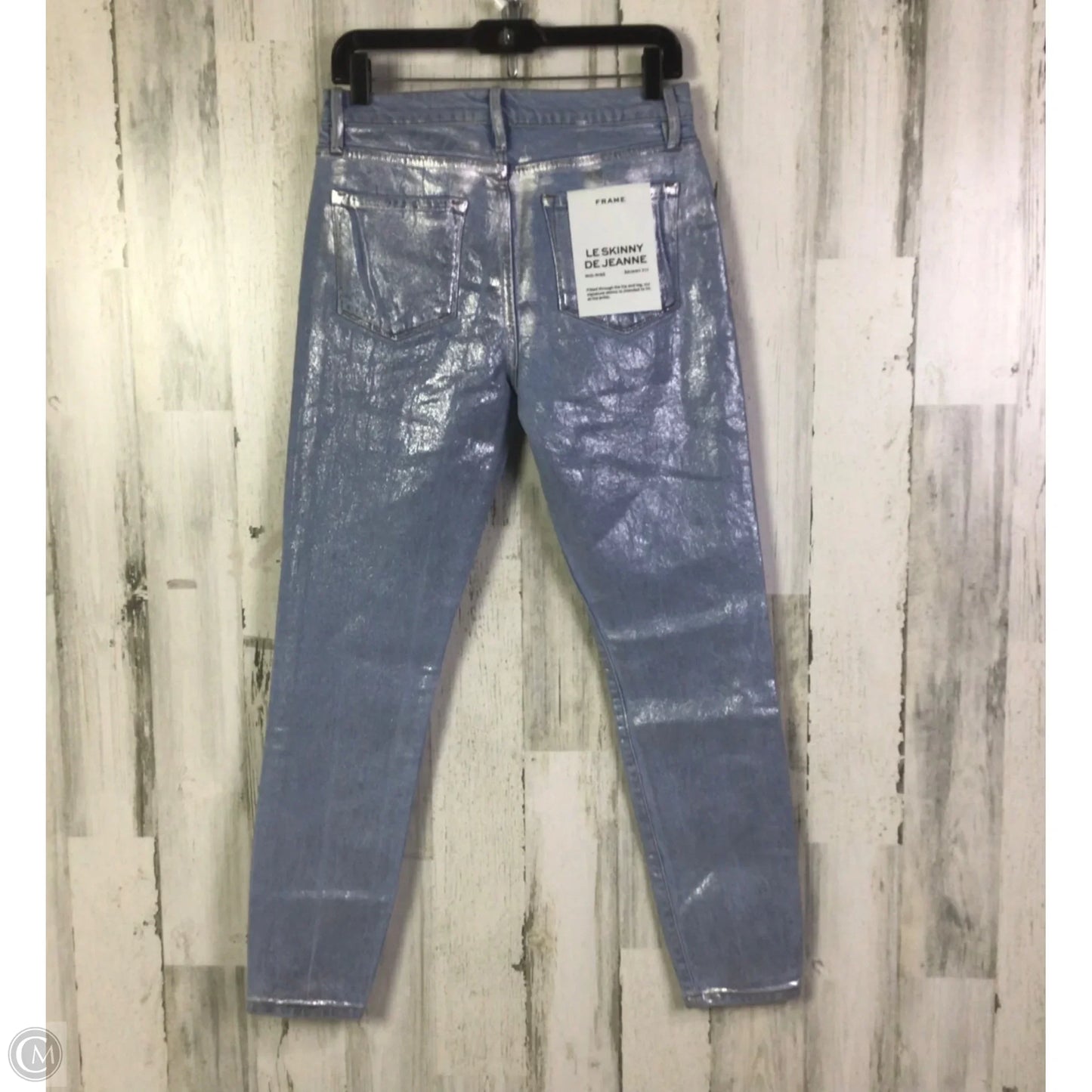 Jeans Skinny By Frame In Blue & Silver, Size: 6