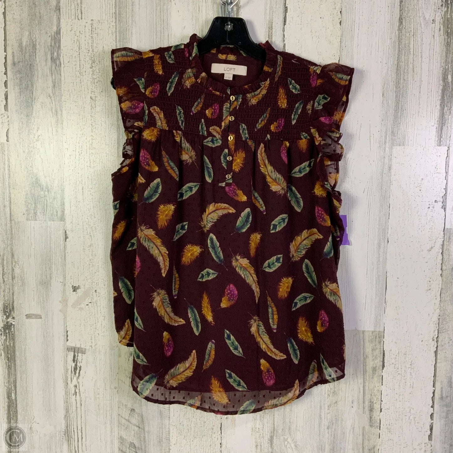 Blouse Sleeveless By Loft In Maroon, Size: M