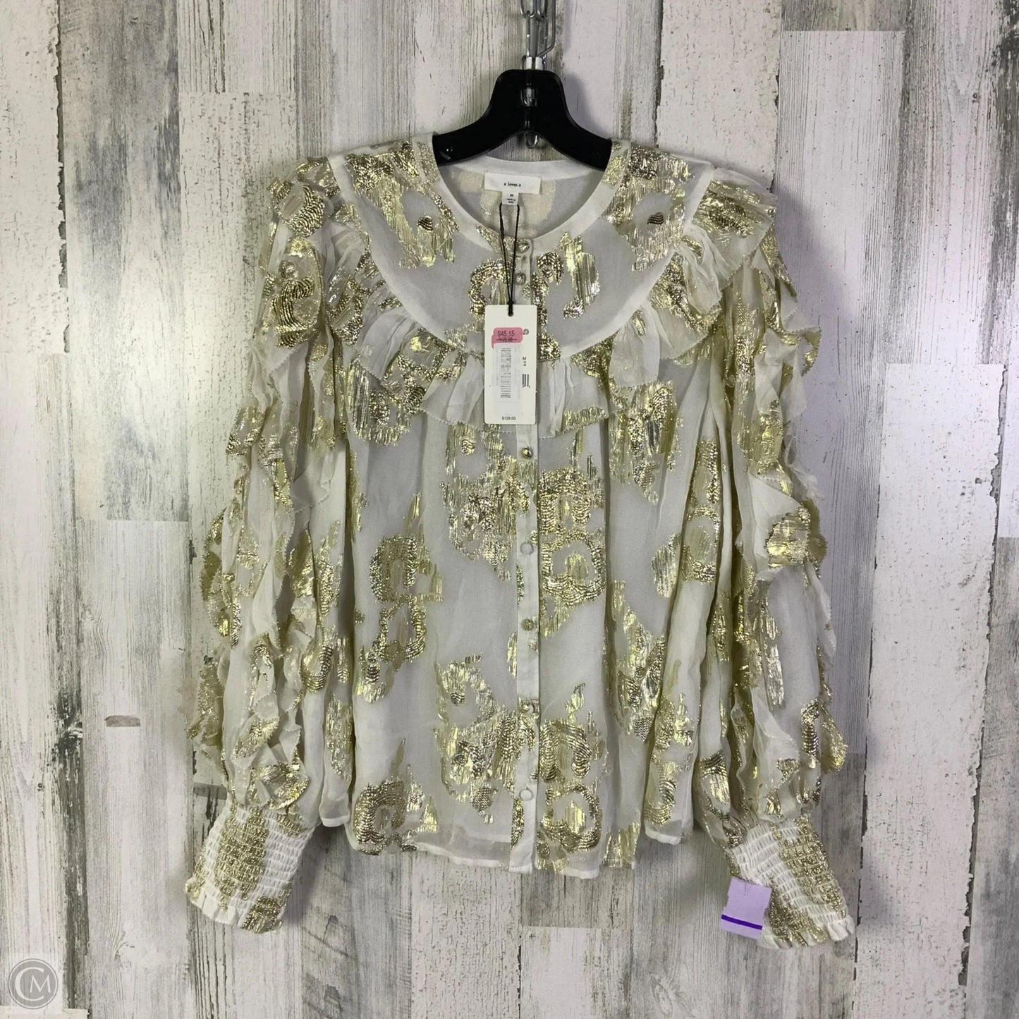 Blouse Long Sleeve By A Loves A In Cream, Size: M