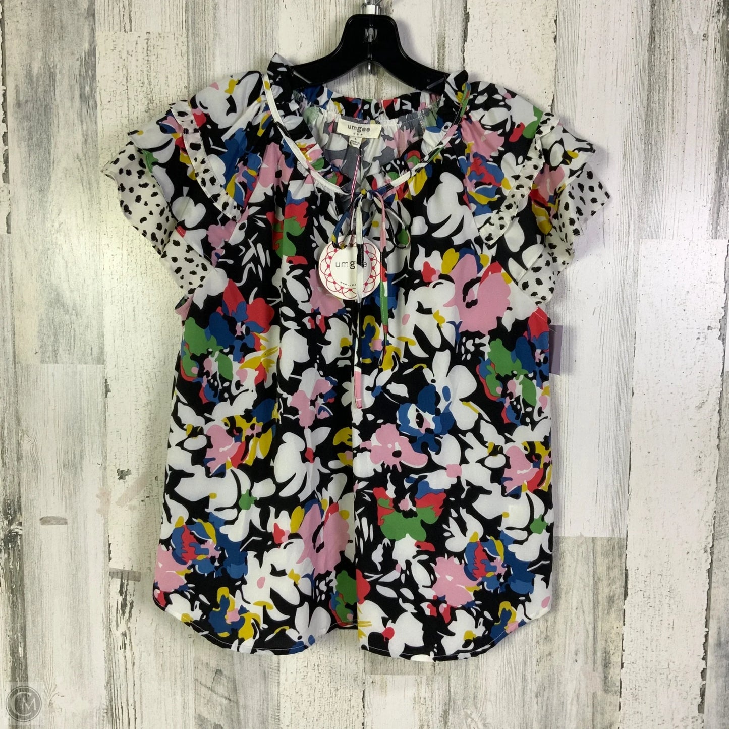 Blouse Short Sleeve By Umgee In Black & White, Size: L