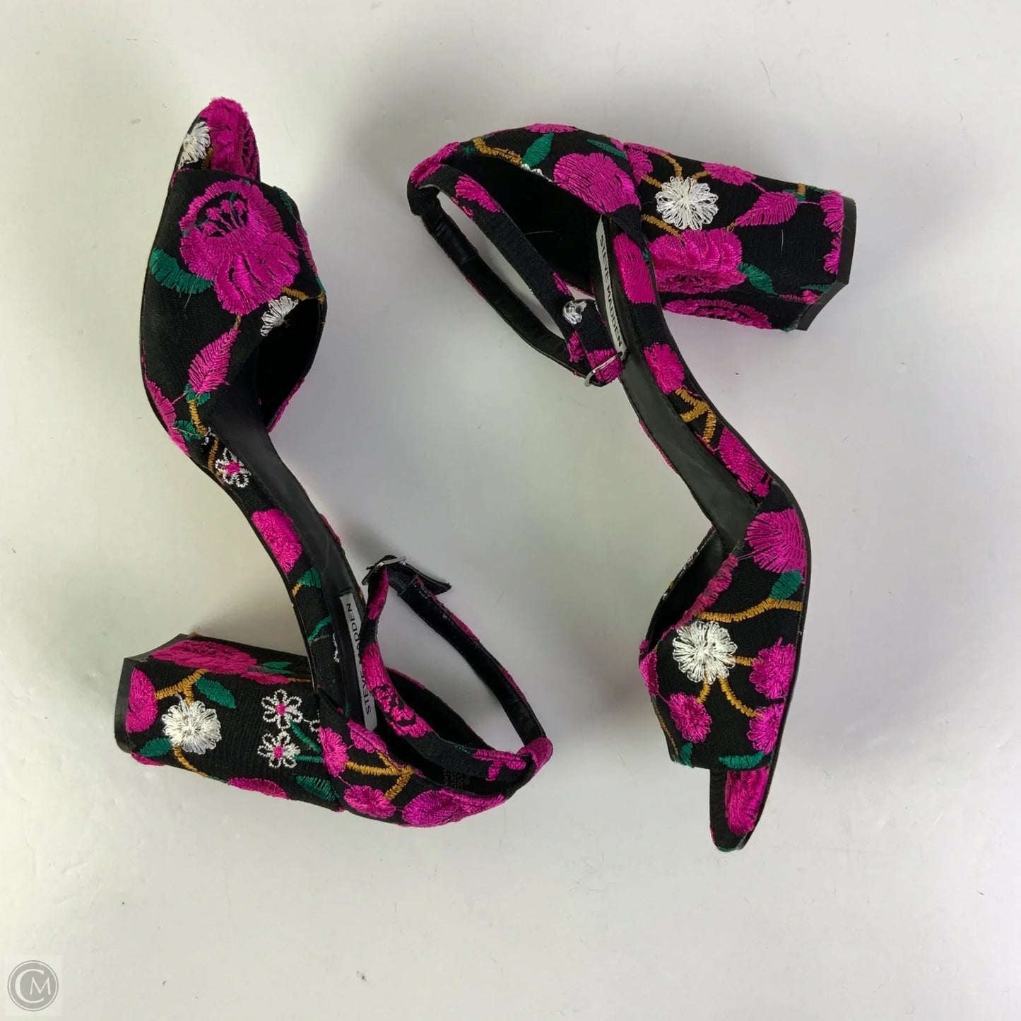 Sandals Heels Block By Steve Madden In Black & Pink, Size: 9.5