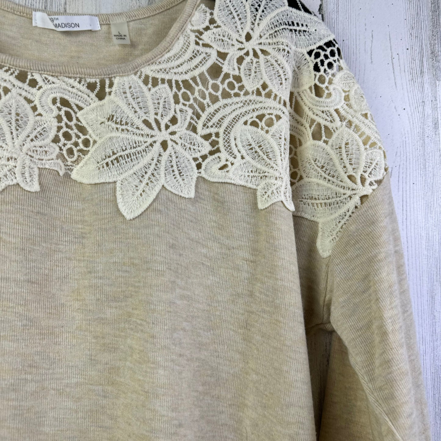 Top 3/4 Sleeve By 89th And Madison In Brown & Cream, Size: L