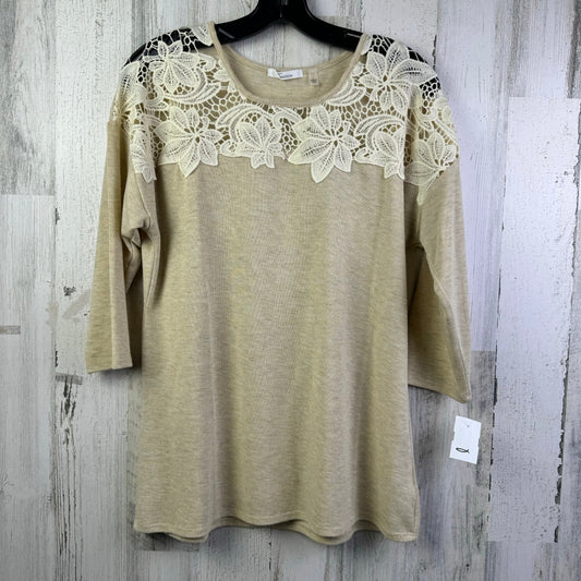 Top 3/4 Sleeve By 89th And Madison In Brown & Cream, Size: L