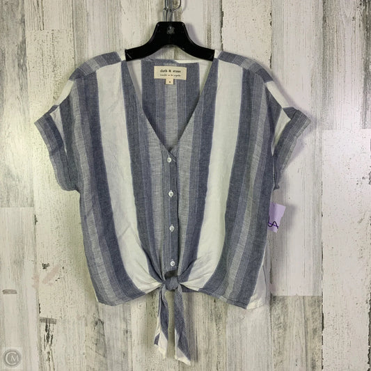 Top Short Sleeve By Cloth & Stone In Blue & White, Size: S