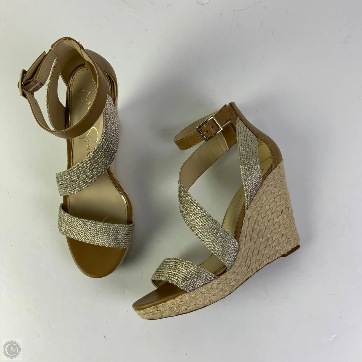 Sandals Heels Wedge By Jessica Simpson In Gold, Size: 8.5
