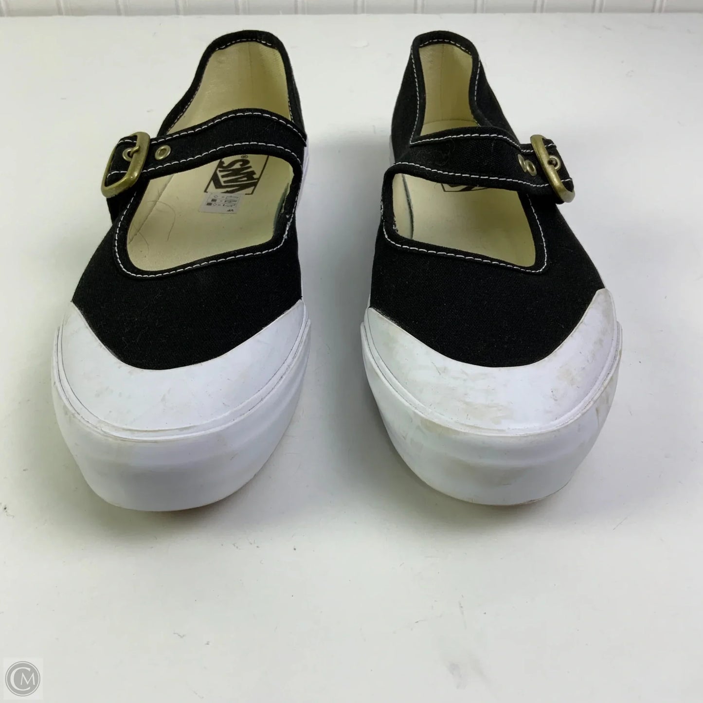 Shoes Flats By Vans In Black & White, Size: 9.5