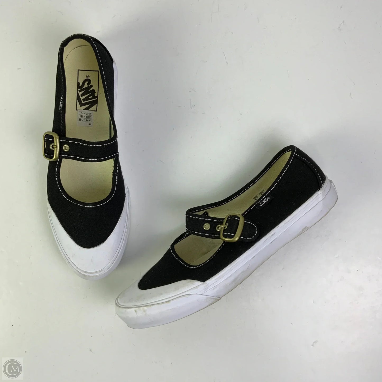 Shoes Flats By Vans In Black & White, Size: 9.5
