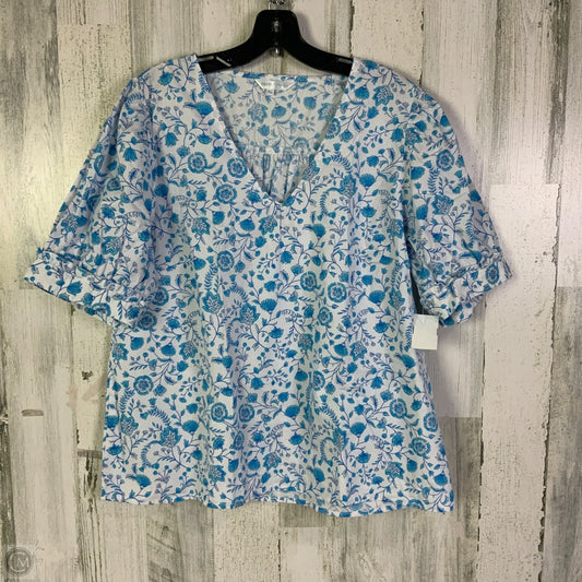 Top Short Sleeve By Draper James In Blue & White, Size: Xl