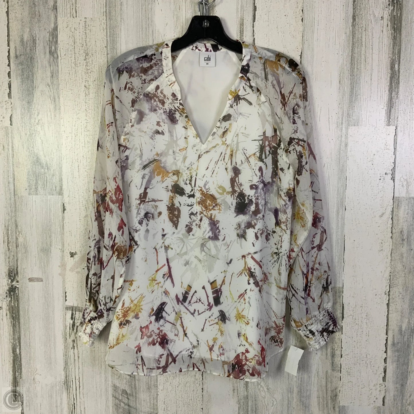 Blouse Long Sleeve By Cabi In White, Size: Xs
