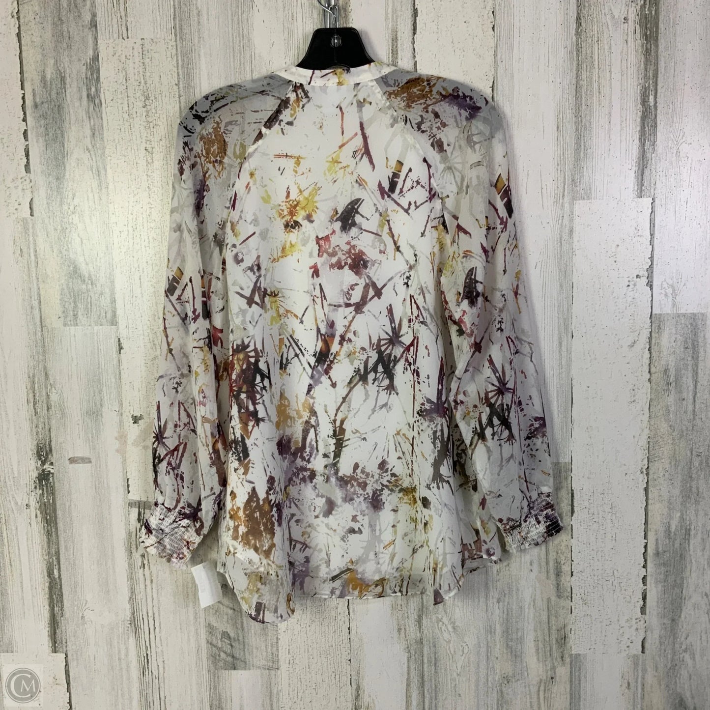 Blouse Long Sleeve By Cabi In White, Size: Xs