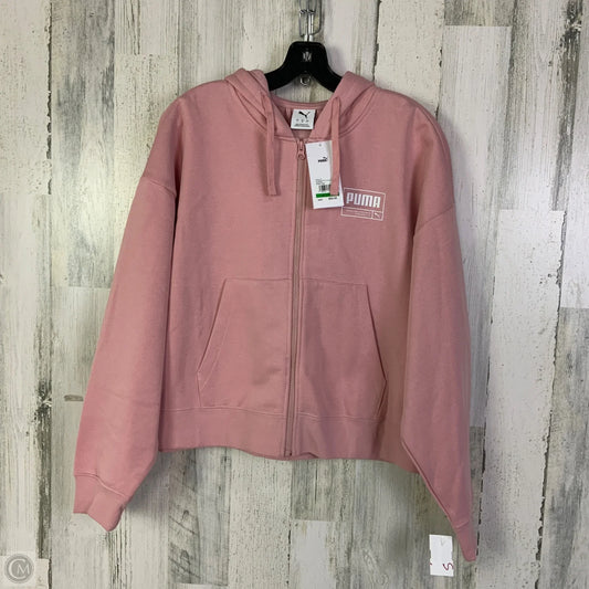 Sweatshirt Hoodie By Puma In Pink, Size: L