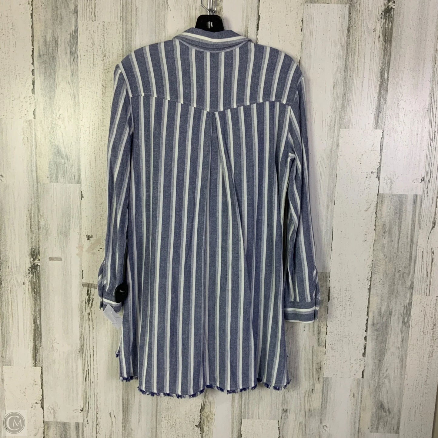 Tunic Long Sleeve By Cloth & Stone In Blue & White, Size: M