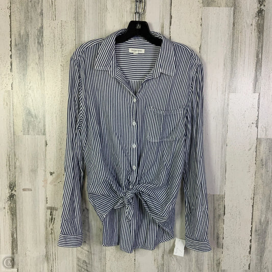 Top Long Sleeve By Beachlunchlounge In Blue & White, Size: L