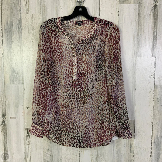 Blouse Long Sleeve By Express In Cream & Purple, Size: S