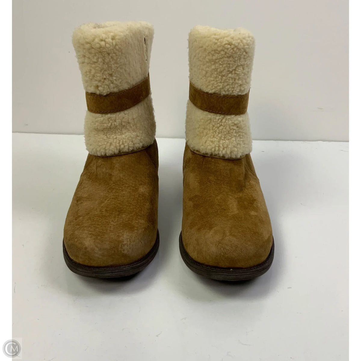 Boots Designer By Ugg In Brown & Cream, Size: 9