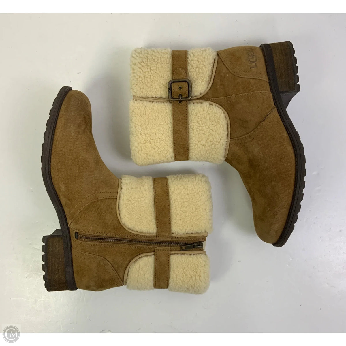 Boots Designer By Ugg In Brown & Cream, Size: 9