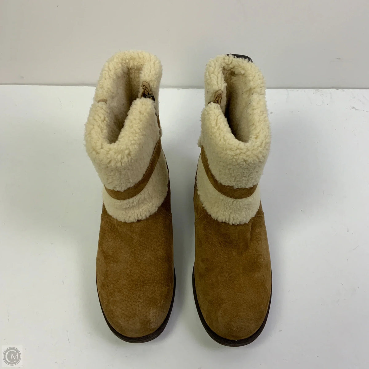 Boots Designer By Ugg In Brown & Cream, Size: 9