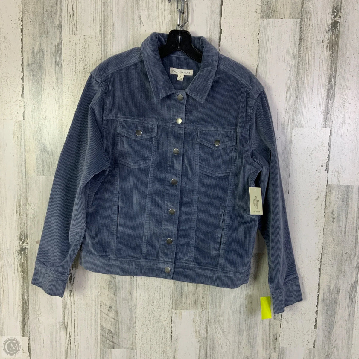 Jacket Shirt By Clothes Mentor In Blue, Size: L