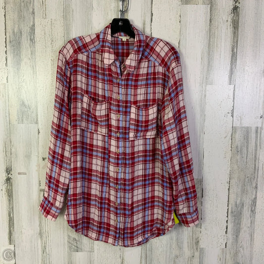 Top Long Sleeve By Pilcro In Blue & Red & White, Size: S