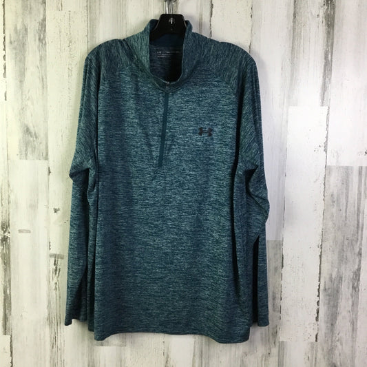 Athletic Top Long Sleeve Collar By Under Armour In Teal, Size: Xxl