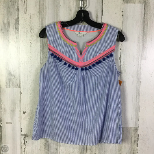 Top Sleeveless By Boden In Blue & White, Size: M