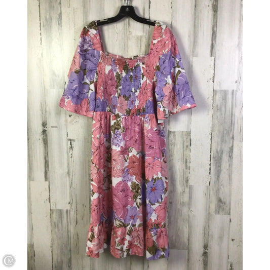 Dress Casual Midi By Shein In Pink & Purple, Size: 3x